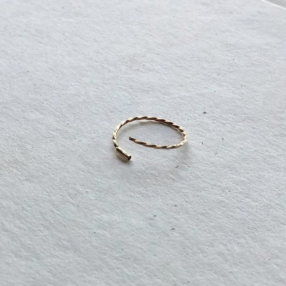 Thin Twisted Gold Hoop Earrings - Picture 4 of 5